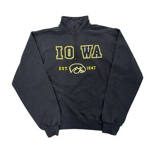 Vintage Champion Iowa Hawkeyes Quarter Zip Sweatshirt Mens Small Black Athletic